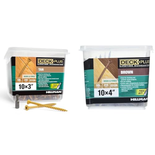 Deck Plus Wood Screws Bundle - 3" x #10 Tan 5lb and 4" x #10 Brown 5lb