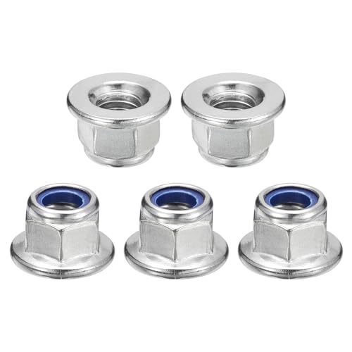 uxcell M10x1.5mm Flange Nylon Insert Lock Nuts 50Pcs 304 Stainless Steel M10-1.5 50