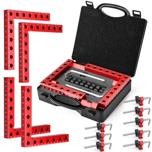 4P 5.5" 90° Corner Clamps for Woodworking, Right Angle Clamps 4 pack Woodworking corner clamp with Case