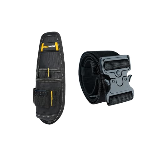 MELOTOUGH Small Tool Holder, Min Work Organizer Tool Pouch and Knife Holder with Snap Clip,2" Nylon Web Work Tool Belt for Men with Heavy Duty Quick Release Rugged Metal Buckle(Black)