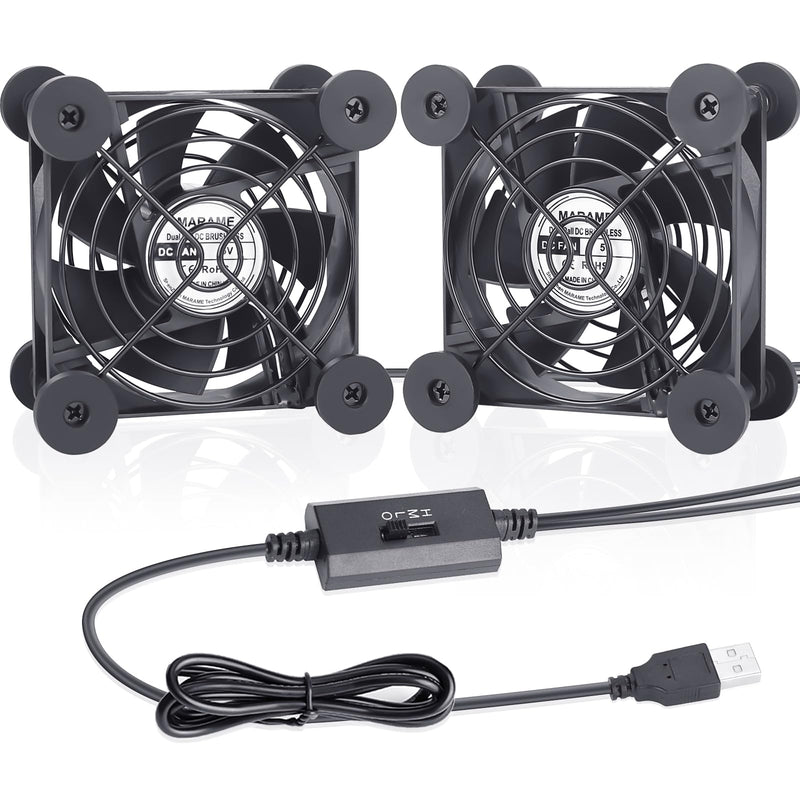 Dual 80mm 5v Powered USB Computer Fan for Receiver DVR Playstation Xbox Computer Cabinet Cooling