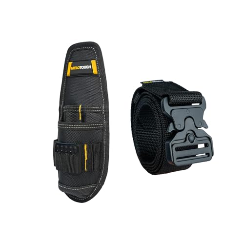 MELOTOUGH Small Tool Holder, Min Work Organizer Tool Pouch and Knife Holder with Snap Clip,Quick Release Tool Belt 1.5 Inch Web Work Tool Belt with Heavy Duty Metal Buckle for Tool Pouch, Construction