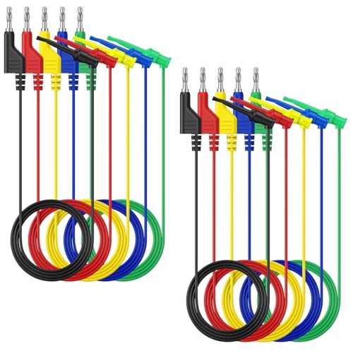 UMLIFE 10PCS Multimeter Test Lead Set Stackable Banana Plug to Test Hook Wire Cable Kit with Protective, Flexible Wire Leads 3.3Ft/1M