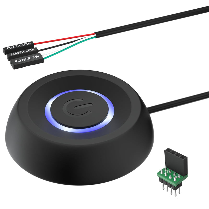 PC Power Button, Desktop Power Button PC External Power Switch ON OFF LED PC Power Supply Button SW Extension for Computer Motherboard