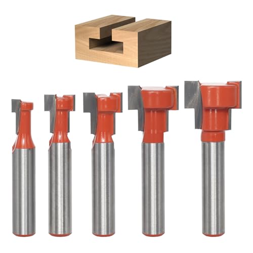 5-Piece T-slot cutter 8 mm shank, T-track slotted wood cutter, T-slot cutter set, cutter for router, woodworking