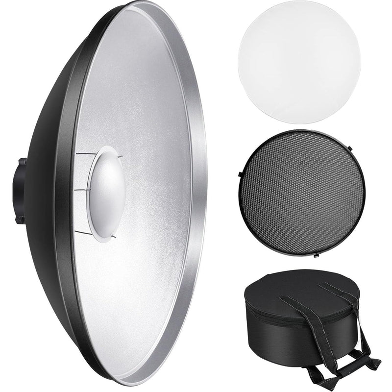 16inch/42cm Standard Reflector Beauty Dish with White Diffuser Sock, Honeycomb Grid and Carrying Case Bag for Bowens Mount Studio Strobe Flash Light (16inch) 16inch
