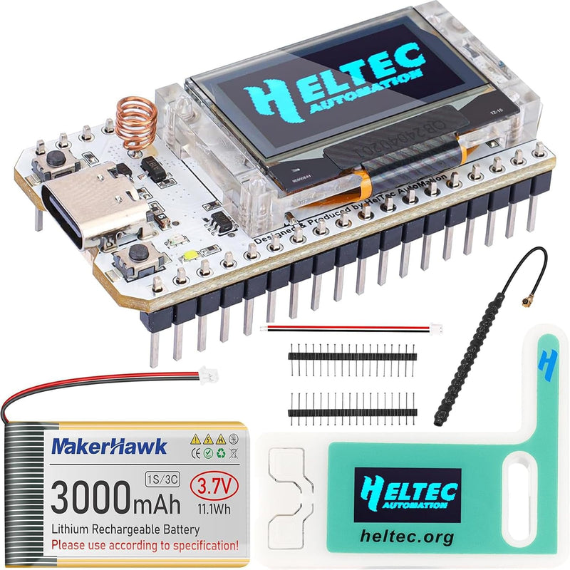 ESP32 LoRa V3 Module Board with 3000mAh Battery Set - with 915MHz Antenna and SX1262 LoRa V3 Case Devices for Meshtastic Ar duino LoRawan IOT Board + Case + 3000mAh Battery