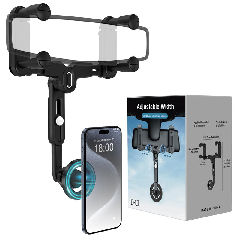 for Magsafe Car Mount, Rear View Mirror Phone Holder, Rotatable and Retractable Phone Holder for Car Compatible with iPhone 15/14/13/12 Series and All Phones with Magsafe Case or Metal Ring