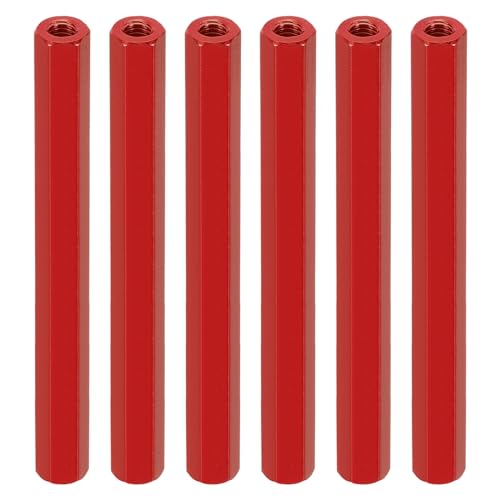 PATIKIL M3 Hex Nuts, 6pcs Aluminum 60mm L Female Metal Spacer Screw Standoff for M3 Screws Bolts RC Car Drones Stacks Motherboard, Red