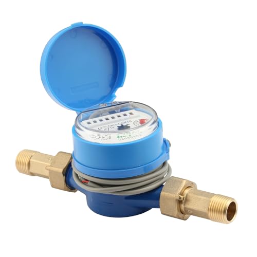 DN15 Water Meter 1/2" NPT, AWWA C712 Certification Gallon Water Flow Meter with Pulse Output, Cold Water Meter for Garden/Home/Apartment, Horizontal Install. 1/2",gal,SJ,w/ pulse