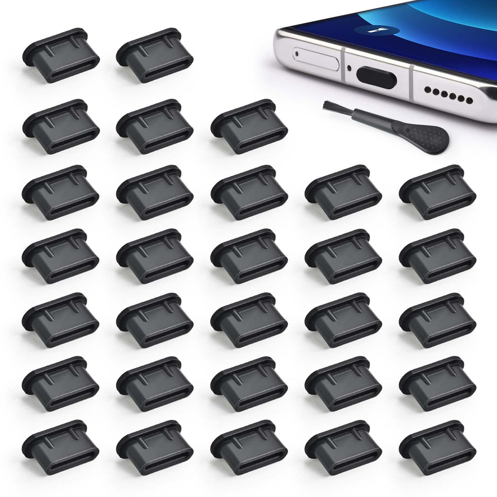 USB C Dust Plug Type C Anti Dust Plugs Cover USB C Dust Cover Type C Charging Port Protector with Cleaning Brush for iPhone 15 Samsung GalaxyGoogle Pixel Moto G TCL UMIDIGI OnePlus Nord (30Pcs) 30Pcs