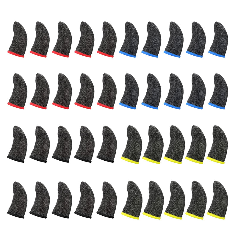 40 Pcs Finger Sleeves, Gaming Finger Sleeve for Gaming Thumb Sleeves Gaming Finger Protector Thumb Sleeve Anti Sweat Breathable Touchscreen Finger Cover for Phone Game (4 Colors)