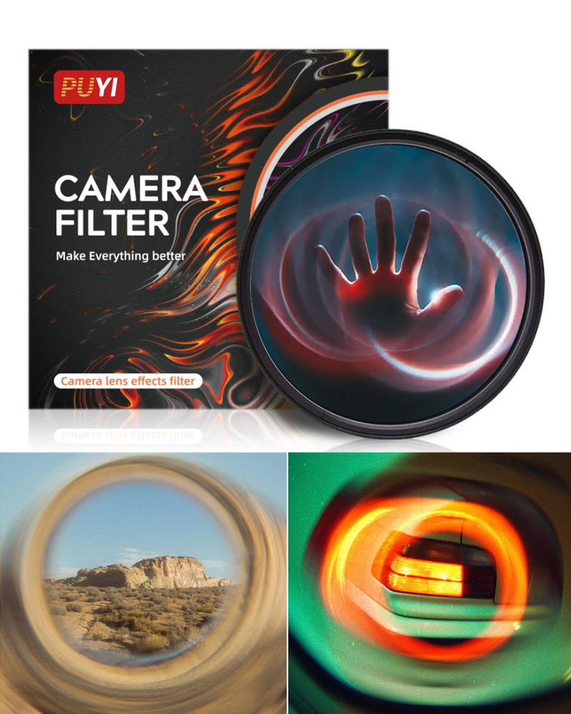 Camera Vortex Effect Filter, 58MM Prism Film Special Effects Glass Lens Photography Accessories for DSLR Cinematice Video and Photo, Filter Pouch Included