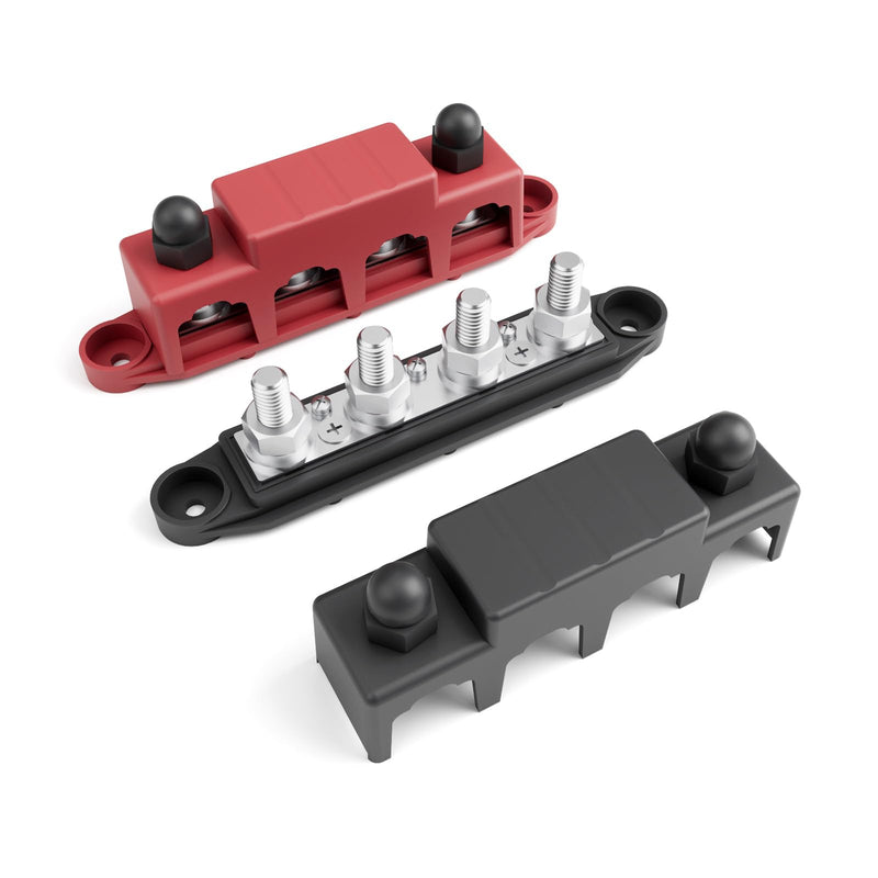 Power Distribution Block Bus Bar Marine 250A Bus Bar Terminal Block 12V Power Distribution Terminal Block with 4PCS 3/8” M10 Battery Lugs Post Automotive Marine Buss Battery Bus Bar(250A 4 x 3/8" M10) 250A 4 x 3/8" (M10)