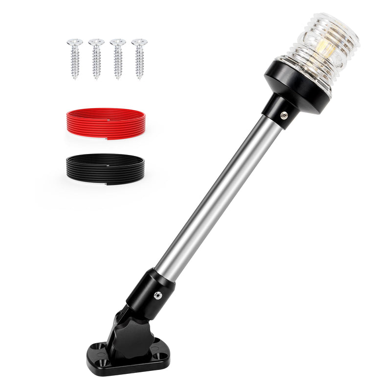 12 Inches Stern Light Boat Anchor Light LED, Marine Navigation Lgihts Waterproof IP67, 3 Nautical Mile Visibility White Fold Down Boat Lights for Pontoon, Jon Boats, Small Boats (12~24V) 12 Inches