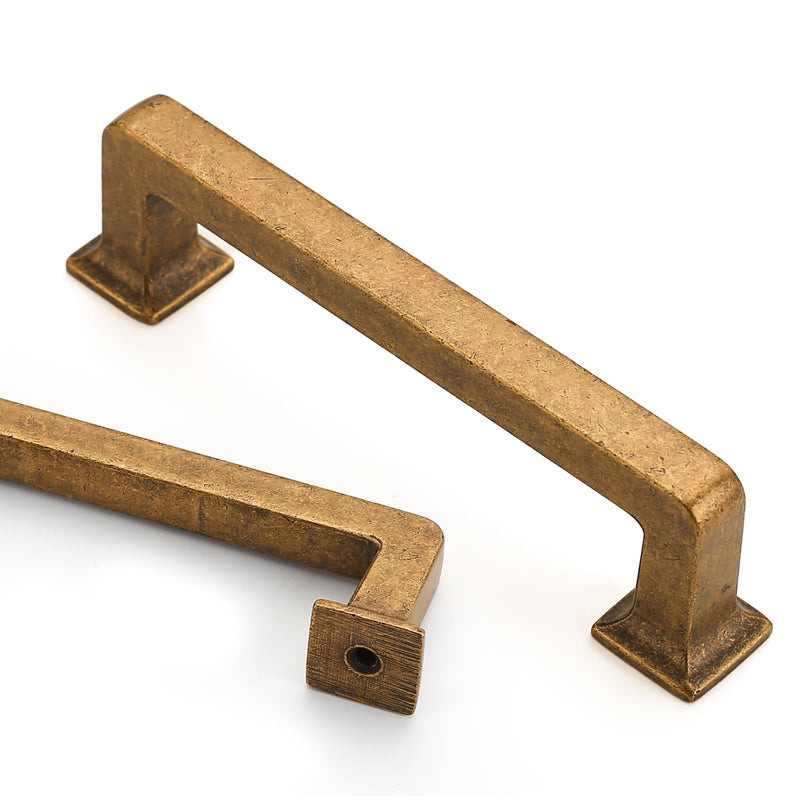 Asidrama 10 Pack 3 Inch(76mm) Antique Brass Kitchen Cabinet Pulls 3" Hole Center(76mm)