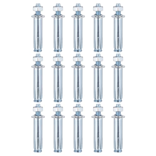 DTGN 5/16" x 2-1/2" Hex Nut Sleeve Anchors - 35Pack - Good for Concrete Dry Brick Block Walls - Carbon Steel - Silver 35 5/16" x 2-1/2"