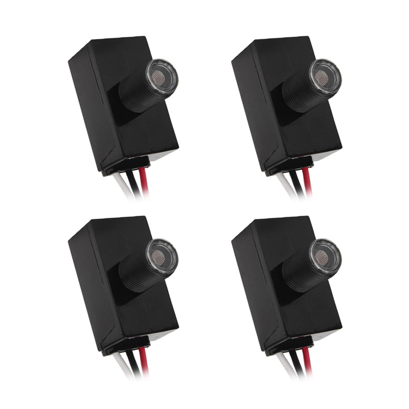 4 Pack Outdoor Photocell Light Sensor,Dusk to Dawn Photo Control Sensor,Auto on Off Hard-Wired Lamp Post Eye Light Control,Photoelectric Switch for Lighting Fixtures 4