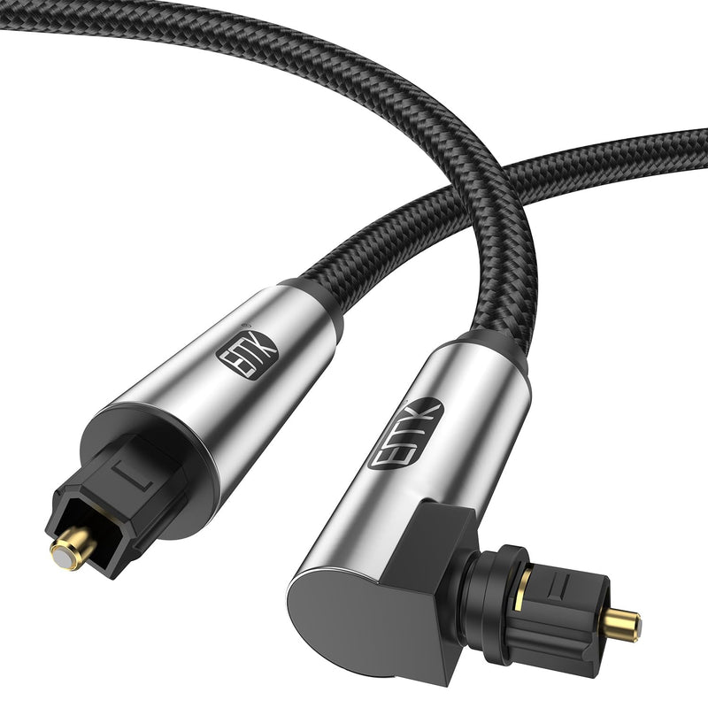 EMK 90 Degree Optical Cable 360 Degree Free-Rotating Fiber Optic Cable Toslink Male to Male Cable for Home Theater, Soundbar, Gaming Console, Speaker(26FT/8M) 26FT/8M