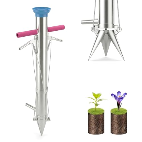 Bulb Planter, Planting Bulbs Manual Seedling Transplanter Weeder Sod Plugger Flower Planting Soil Sampler Long Handled Bulb Planter Plant Bulb Seeds (2 Handle-A) 2 handle-A