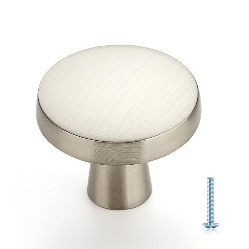 Ravinte 10 Pack Solid Single Hole Kitchen Round Cabinet Knobs Brushed Nickel Pulls Drawer Knobs Kitchen Cabinet Hardware Handles