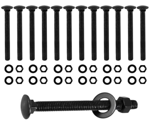 CNQLIS 3/8" x 3-1/2" Carriage Bolts Kit, 25PCS Black Carriage Bolts 3/8 x 3-1/2 Inch 25