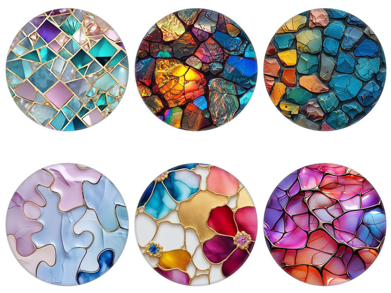 (6 Pack) Collapsible Cell Phone Grip for Smartphones,Expanding Cellphone Holder for Phone - Colorful Rose Gold Marble