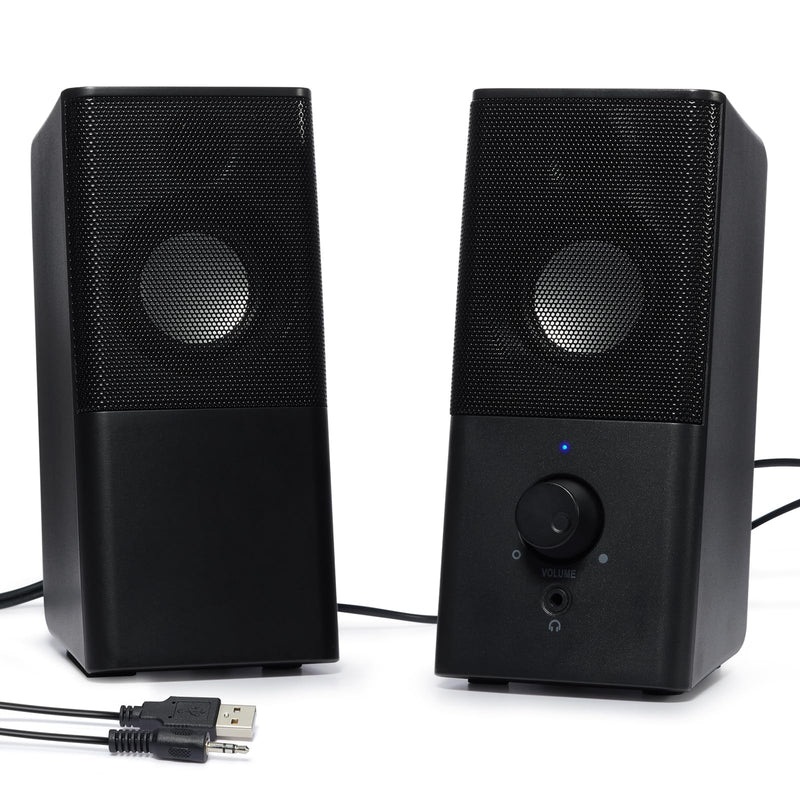 H21 Computer Speakers, Desktop Speakers 2.0 Multi Device Stereo Speaker, Volume Control PC Speakers, USB Powered Gaming Speakers with 3.5mm Aux Cable for PC Monitor Laptop Tablet Phone