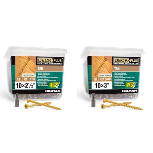 Deck Plus Wood Screws, Tan Exterior Screws, 10-2.5”, 5lb Box, 48416 & #10 x 3, Tan, 5lb Box, 48419 White #10 x 2-1/2"+ Deck Plus 48419