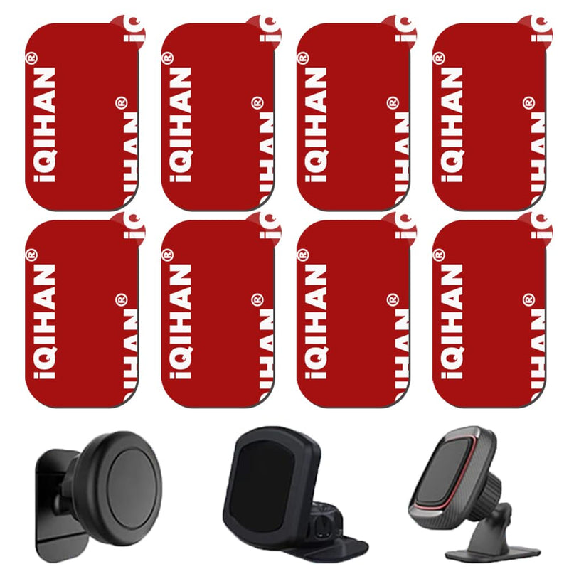 Sticky Adhesive Tape Replacement for Car Dashboard Magnetic Phone Mount Holder Base, 8pcs Rectangle Heat Resistance Double Side-Tape Sticker Pads for Magnet Car Phone Cradle & Windshield Dash Cam