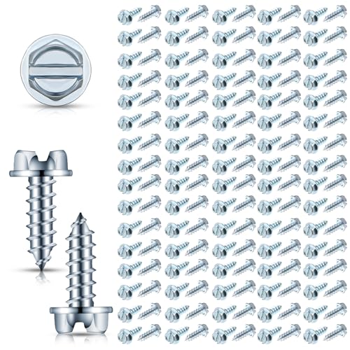 Tandefio 200 Pcs License Plate Screws #14 x 3/4", Slotted Hex Head