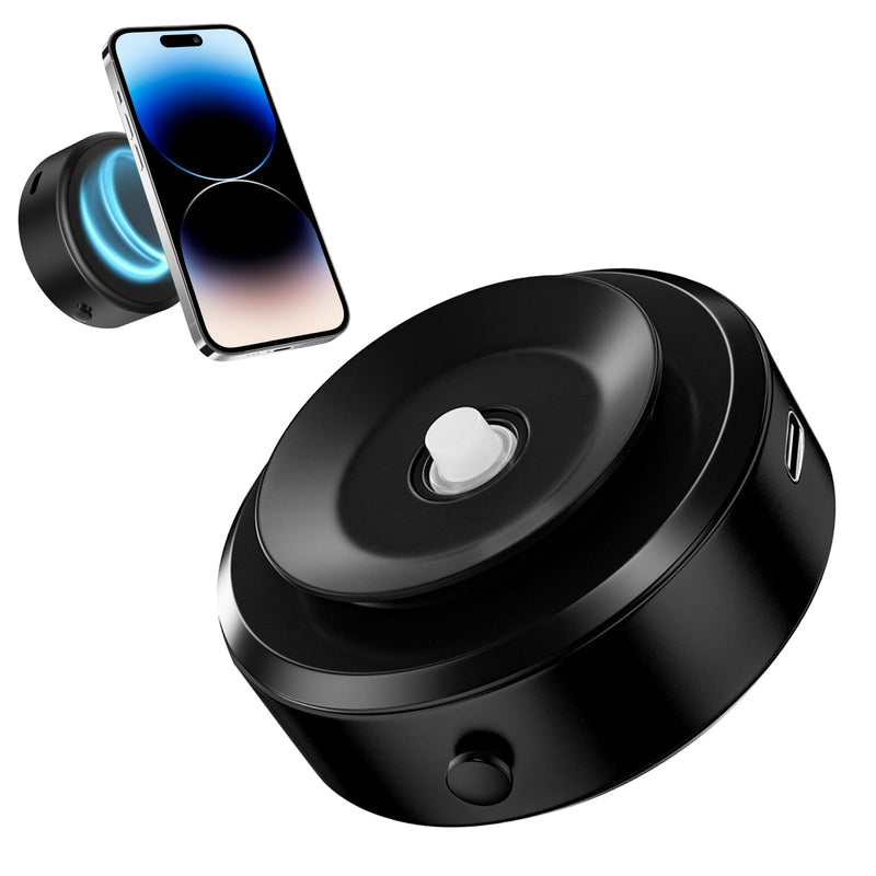 Electric Vacuum Magnetic Suction Car Phone Mount, Strong suction for Car Kitchen Mirro Gym Bath Shower & All Smooth Surface, Portable&Easy to use, Compatible with iPhone & Android (Black) Black