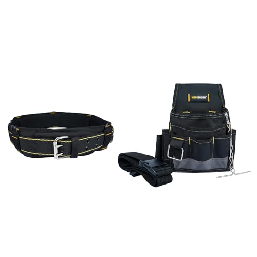 MELOTOUGH Padded Tool Belt with D ring for men Adjustable for 32"-50" Waists,Electrician Tool Pouch Tool Belt Pouches with Belt Clip, Electrical Tape Chain, Multiple Pockets Tool Organizer