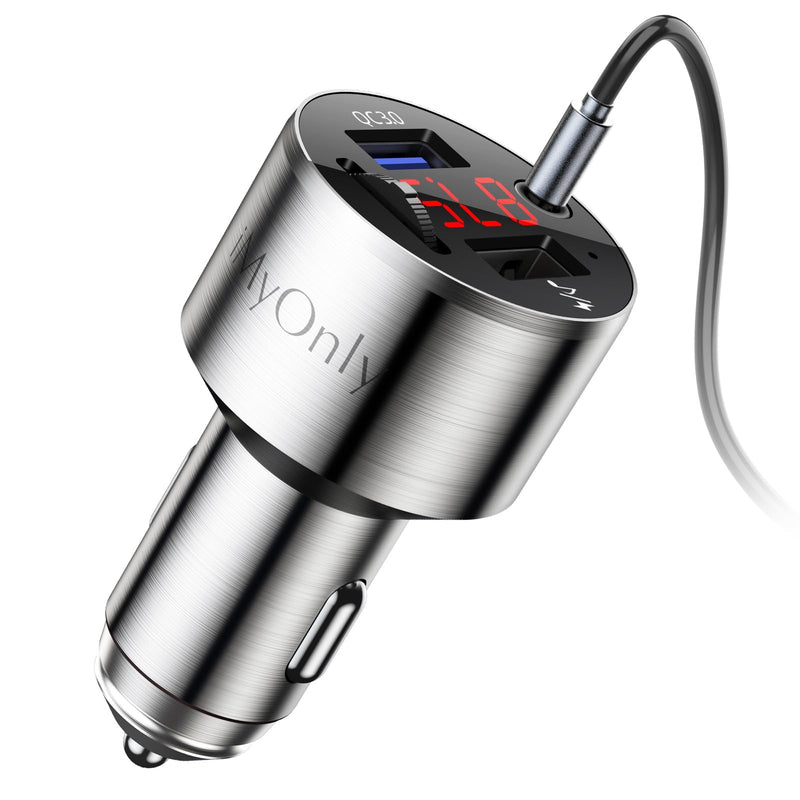 Bluetooth Car Adapter FM Transmitter Bluetooth 5.3,iMyOnly QC3.0 All-Metal Bluetooth AUX Adapter for Car Music Player, Wireless FM Radio Car Kit with Hands-Free Calling,Supporting USB Disk
