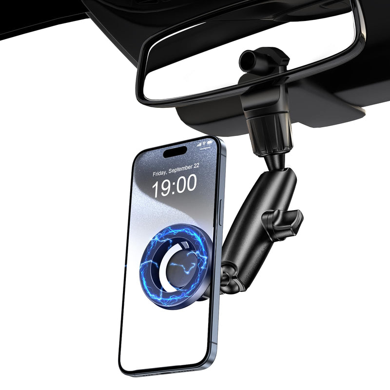 Magnetic Phone Holder for Car, Rear View Mirror Phone Holder, 360° Rotating Car Phone Holder Mount, Compatible with iPhone 15/14/13/12 Series and All Phones with Magsafe Case or Metal Ring magnetic