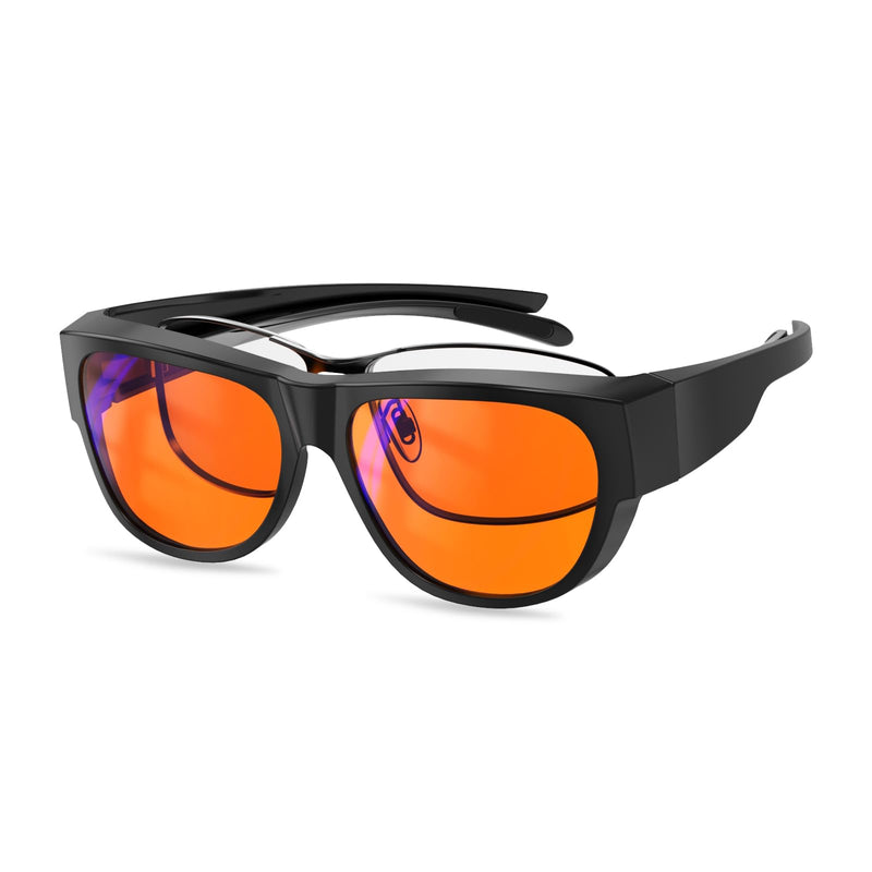 Goiteia 100% Orange Blue Light Blocking Fit over Glasses-Amber Tint Computer Gaming Glasses for Better Sleep/Eyes Strain/Light Sensitive-Ultra Light