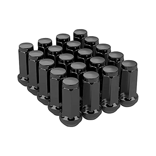 20PC 1.77" Black 9/16-18 Bulge Acorn Wheel Lug Nuts Replacement for Dodge Ram Durango Dakota, 0.9" Width, 3/4" Hex
