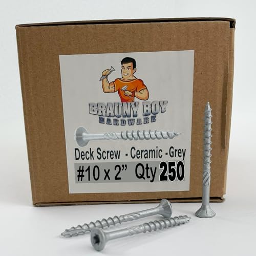 #10 x 2 Ceramic Coated Deck Screws, Length, T25 Drive, Rust Resistant, Grey Color, Qty (500) 500