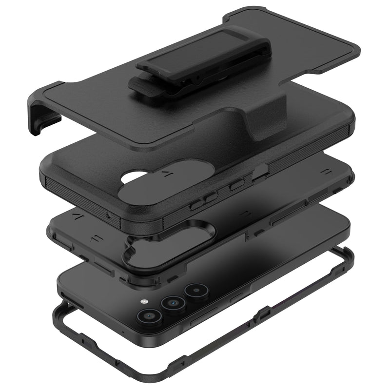 Compatible with Samsung Galaxy A35 Case, with Belt Clip Holster Heavy Duty Rugged Shockproof Full Body Protection Kickstand Cover for Samsung Galaxy A35 Phone (Black) Black