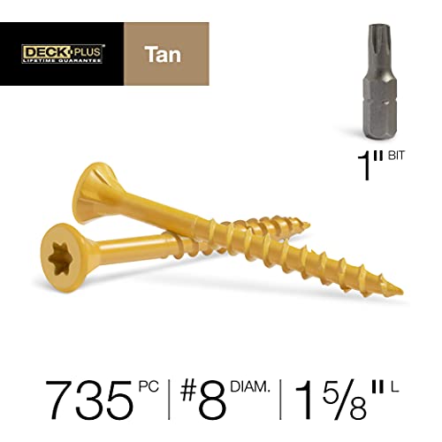 Deck Plus Wood Screws Bundle - 1-5/8" x #8 Tan 5lb & 2" x #8 Brown 5lb