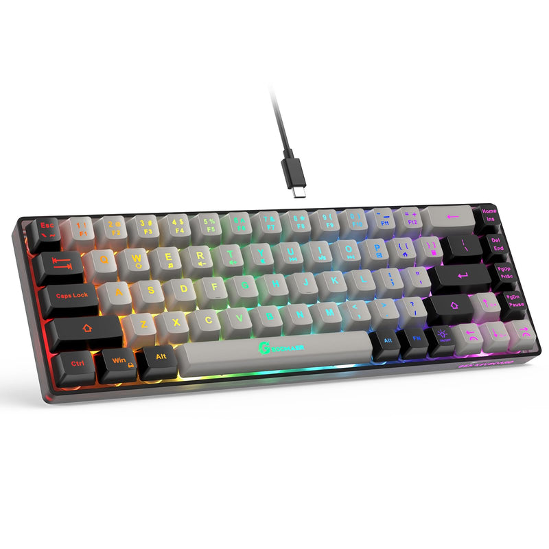 65% Gaming Keyboard, Wired Backlit Mini Keyboard, Ultra-Compact Anti-Ghosting No-Conflict 68 Keys Membrane Gaming Wired Keyboard for PC Laptop Mac Gamer