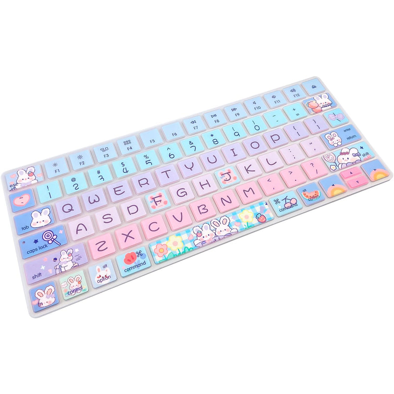 Keyboard Cover Skin for Apple iMac Wireless Magic Keyboard 2nd Gen (Model: A1644 MLA22LL/A) Without Numeric Keypad, Cute Silicone Skin Protector, Cute Bunny