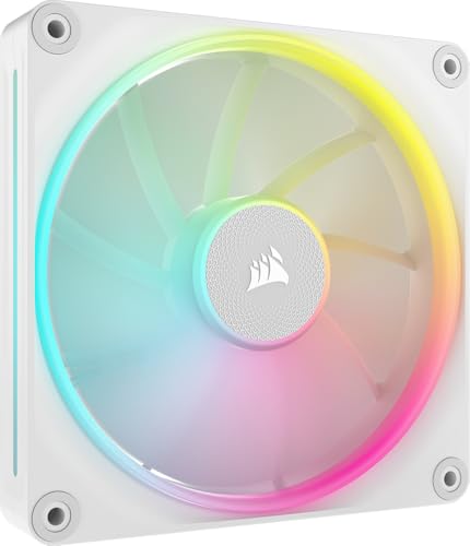 CORSAIR iCUE LINK LX140 RGB 140mm PWM Fan Single Pack - Dual Light Loops - Requires iCUE LINK System Hub (Available Separately) - CORSAIR AirGuide Technology - White 1 x 140mm