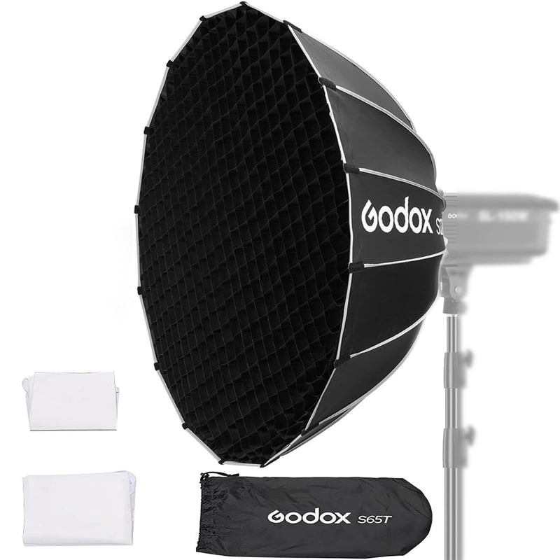 Godox Softbox S65T+Grid Bowens Mount 25.6in/65cm Quick Release Umbrella Softbox with Grid Bowens Mount - Portable Versatile Precise Control - Ideal for Studio Photography Live Streaming and Travel 25.6"