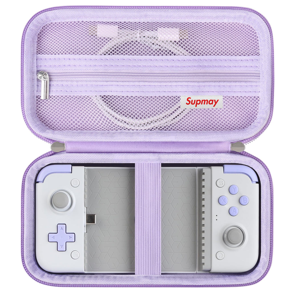 Supmay Hard Carrying Case for GameSir X2s Type-C Mobile Gaming Controller, GameSir X2s Typc C Travel Storage Holder with Zipper Mesh Bag for USB Charging Cables, analog stick domes, Purple