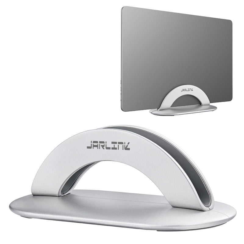 JARLINK Aluminum Body Vertical Laptop Stand, Adjustable Desktop Stand Holder, Space Saving Laptop Holder Compatible with MacBook/iPad/Surface/Samsung/HP/Dell/Chromebook/Gaming Laptops (Silver) Silver