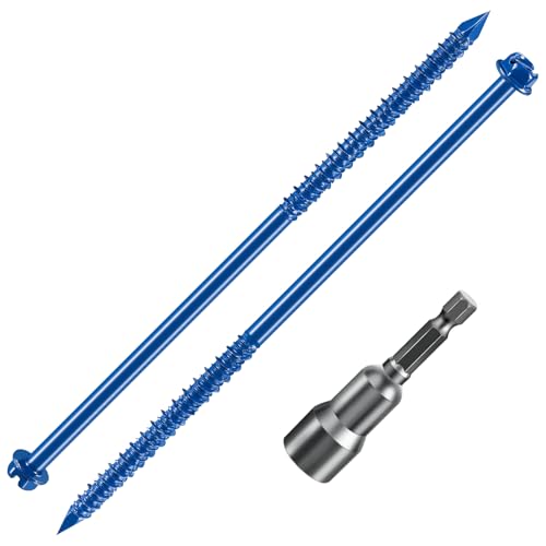 Wensilon(30 PCS) 1/4" * 6" Slotted Hex Concrete Screws Anchor Blue Hexagon Head for Anchoring to Masonry, Block or Brick Stucco 1/4" * 6" 30