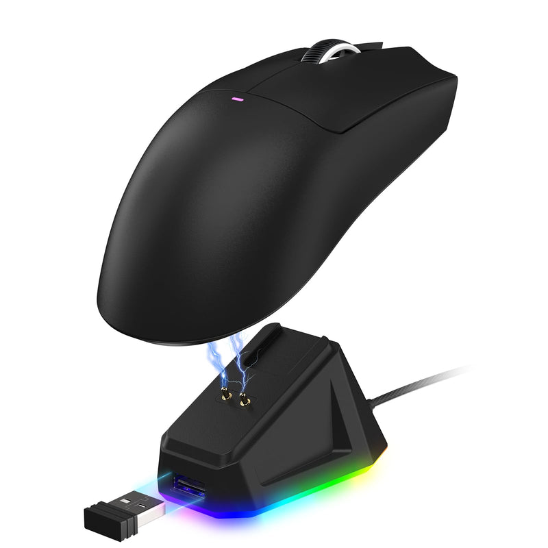 MAGIC-REFINER ATTACK SHARK X11 59g Superlight Wireless Gaming Mouse with Magnetic RGB Charging Dock，BT/2.4G Wireless/Wired Mouse, 22000 DPI，5 Programmable Buttons for PC/Laptop/Mac（Black） black