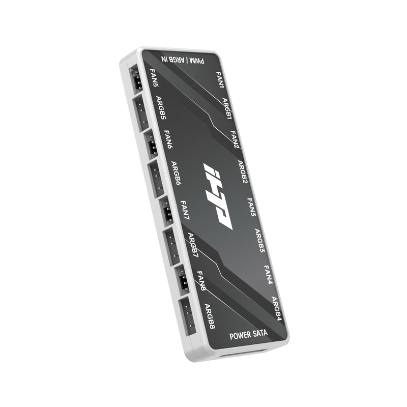 Fan Hub,2in 1 ARGB&PWM Fan Hub,Total 16 Ports can Control up to 8 ARGB Chassis case Fans,SATA Power and Magnetic Base Greater Flexibility. White