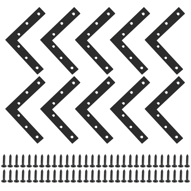 SAYAYO L Brace, 120x120mm / 5" x 5" Metal L Mending Plate L Flat Plate Bracket Stainless Steel Right Angle Corner Brace for Wood Matte Black (10 PCS ) 120x120mm-10pcs L Shape